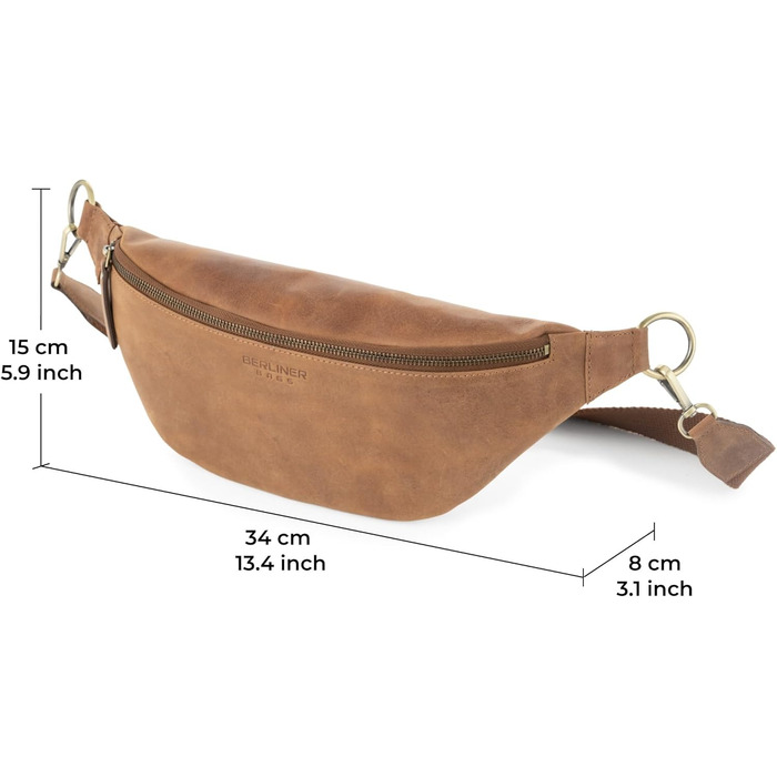 Чоловіча/Жіноча сумка через плече Berliner Bags Preiu Bauchtasche, сумка на пояс, шкіряна, кросбоді, для чоловіків та жінок (Camel, XL)