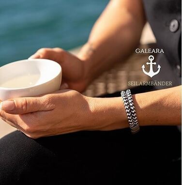 Плетенний браслет із вітрильного шнура Galeara Noa Noa Navy з магнітною застібкою, морський стиль, 225 мм
