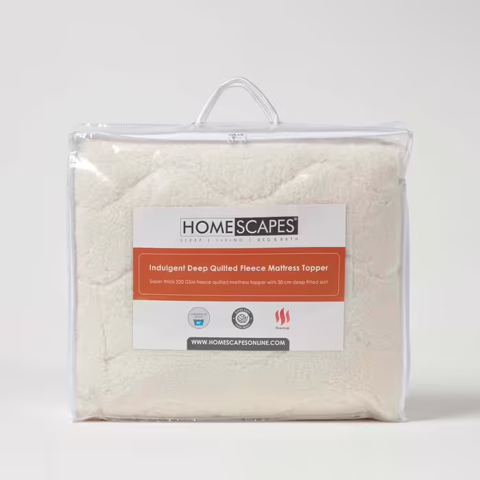 Homescapes Warmer Fleece Mattress Topper 90x200 cm, Cozy Plush Mattress Pad with Fitted Edges