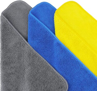 Універсальна мікрофібра Polyte для прибирання, 300 GSM, 40.6x40.6 см, набір 36 шт. (синій, сірий, жовтий)