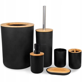 Елегантний набір для ванної кімнати 6в1: дозатор для мила та тримач для паперу, чорний