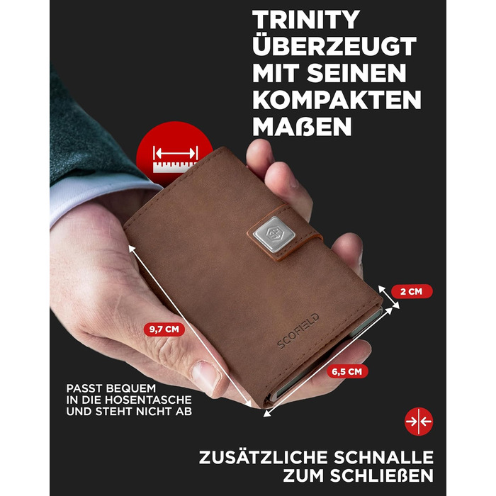 Чоловічий гаманець SF SCOFIELD з відділенням для монет | Тонкий гаманець на 9-11 карт | RFID захист | Гаманець-картхолдер | Гаманець для чоловіків | Smart Wallet | Елегантний дизайн | Vintage Brown - Caramel Brown