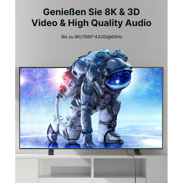 Кабель HDMI JSAUX 8K 3 метри (2 шт.) | 48Gbps, 8K@60Hz, 4K@120Hz, HDR10+, eARC, HDCP 2.2/2.3, Dolby Vision, сумісний з PS5, PS4, UHD TV, монітором - Червоний