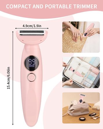 Електричний жіночий тример 5-в-1 для тіла, бікіні, брів та носа, з USB-станцією, білий (рожевий)