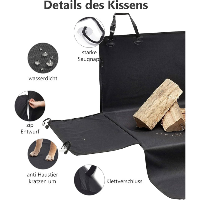 Захист для багажника автомобіля для собак, 200x110 см, універсальний, водовідштовхуючий, з захистом бампера та XXL сумкою на плече