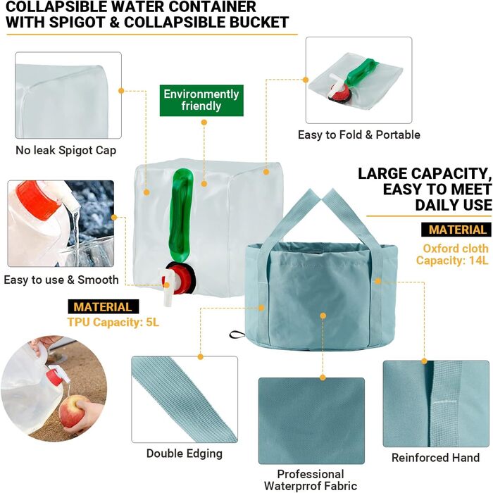 Набір кухонного посуду Bulin для кемпінгу та пікніків (24/13/11/8/4 шт.) – посуд для походів, пікніків та відпочинку на природі