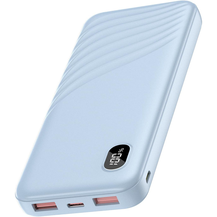 Power Bank Thunelec 10000mAh 22,5W з USB-C (PD, QC 3.0) - компактний зовнішній акумулятор для смартфону та планшета, LED дисплей, темно-синій