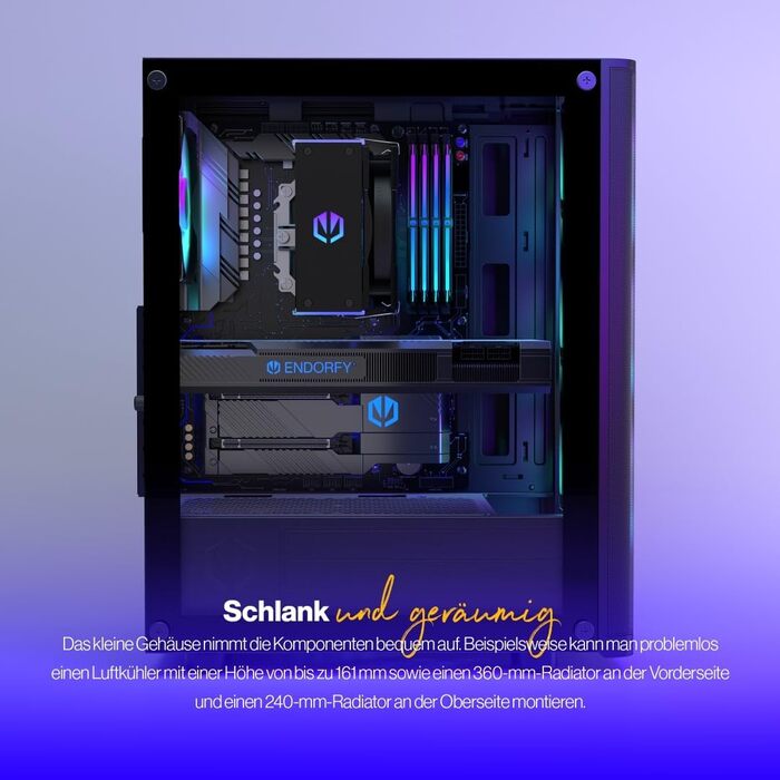 Корпус для ПК Endorfy Ventum 200 ARGB ATX з 4 вентиляторами 120 мм ARGB, скло, Mesh-фасад, широка сумісність охолодження