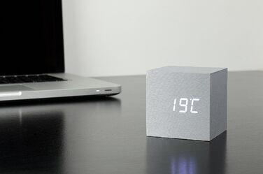 Cube Click Clock Aluminium / White LED 6.8x6.8x6.8 cm Black