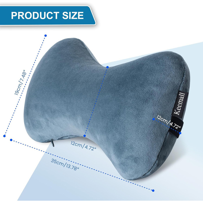 Надувна подушка для шиї BestMaxs для подорожей: літак, поїзд, авто. Зручна, знімний чохол, сіра, 2 шт., середній розмір