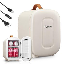 Mini холодильник FOHERE 5 літрів: для напоїв та догляду за шкірою, USB живлення, 220V/12V, білий