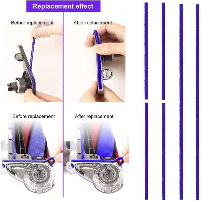 Replacement Brush for Dyson V6 V7 V8 V10 V11 Soft Bristle Floor Brush, Soft Roller for Dyson Accessories, with 6 Felt Strips for Dyson Vacuum Cleaners, Cleaning and Dust Removal ABS