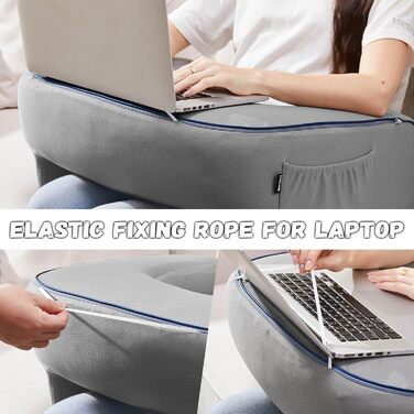 Подушка для геймінгу Lesekissen, велика з підлокітником, з піною з пам'яті для читання, роботи, ігор, сумісна з Steam Deck, для сидіння в ліжку або на дивані (сіра)