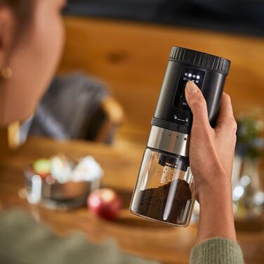 Tchibo Manual Coffee Grinder, Ceramic Burr Grinder, Adjustable Grind Size, Silver