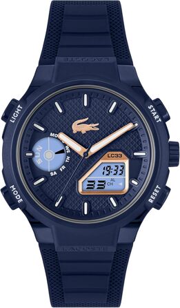 Годинник Lacoste LC33 з силіконовим ремінцем - чоловічий/жіночий, аналогово-цифровий, мультифункціональний кварцовий годинник
