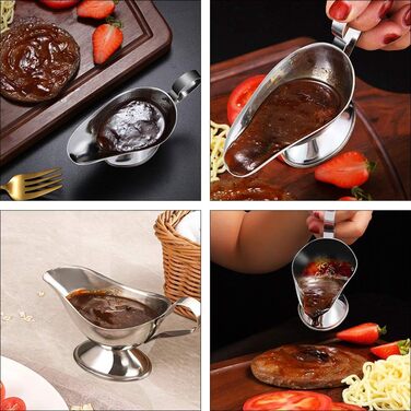 UPKOCH 3-Piece Stainless Steel Saucepan, Sauce Dish, Sauce Bowl, Sauce Pot, Sauce Jug, Small Milk Jug, Dessert Bowl, Sauce Bowl for Roasts, Juices, and Sauces