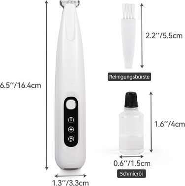 Триммер для собак ALL FOR PAWS з LED-підсвічуванням – 18 мм, тихий (35 дБ), водонепроникний (IPX4), USB, для догляду за лапами, вухами, обличчям та спиною