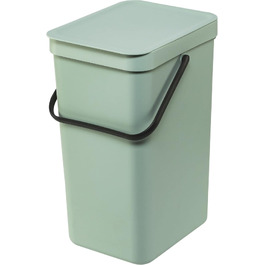 Сміттєвий кошик Brabantia Sort & Go з кришкою, 16 л, Jade Green (світло-зелений) — компактний контейнер для сортування відходів та тари