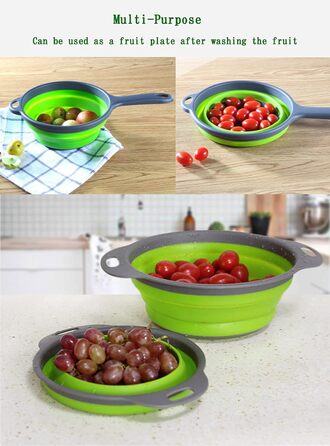 Дуршлаг кухонний складаний, 3 шт., 3 квари (для овочів/фруктів), сито 2 квари для харчових продуктів, друшляк для спагеті/пасти з ручкою