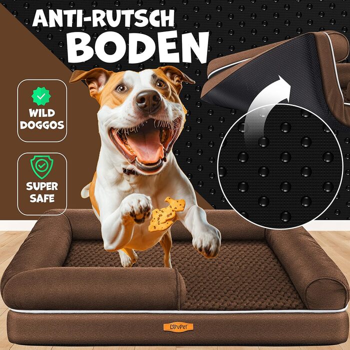 Ортопедичне ліжко для собак Lovpet® з подушкою та мискою, 3 іграшки, для малих, середніх та великих собак, знімний та пральний чохол, 91x71x22 см