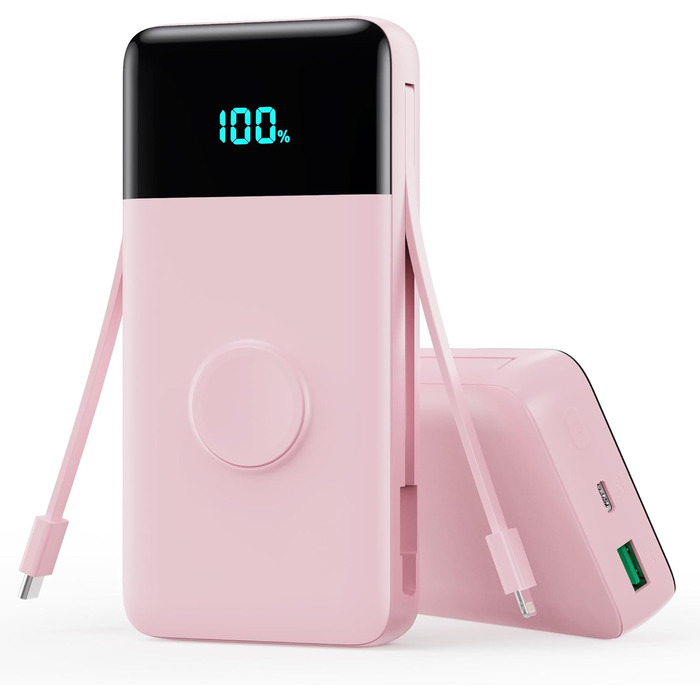 Power Bank Trswyop 26800mAh з зарядкою для Apple Watch, 25W PD+QC4.0, 5 виходів, USB-C, рожевий