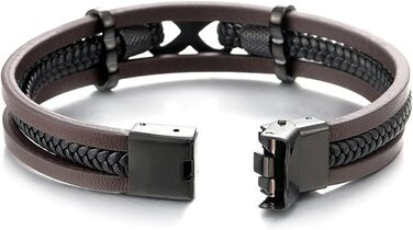 Браслет шкіряний плетені COOLSTEELANDBEYOND Infinity (Нескінченність) – чорний, коричневий, металевий