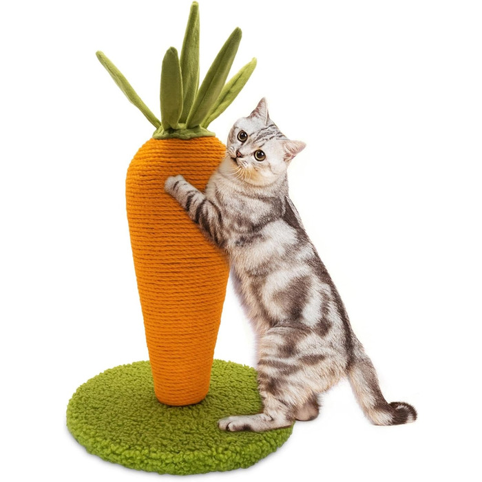 AUSCAT Scratching Post Carrot, 42cm Cute Carrot Scratching Post for Cats, Natural Sisal Scratching Tree Indoor for Kittens
