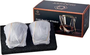 Glskey Crystal Whiskey Glasses Set - 4 Pack, 350ml Lead-Free - For Whiskey, Rum, Vodka, Gin, Scotch, Cognac & Water - Dishwasher Safe, Distorted Shape