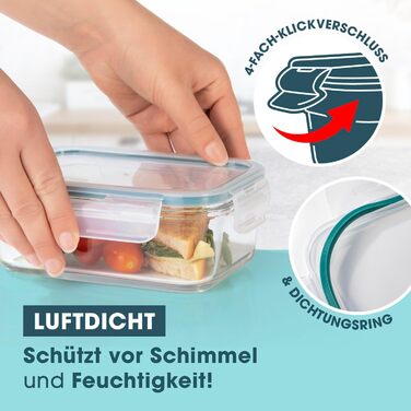 Gourmetmaxx Набір контейнерів для зберігання їжі Glas-Frischhaltedosen 6 шт. (0,725 л) сині - для Meal Prep, мікрохвильовки, морозильника