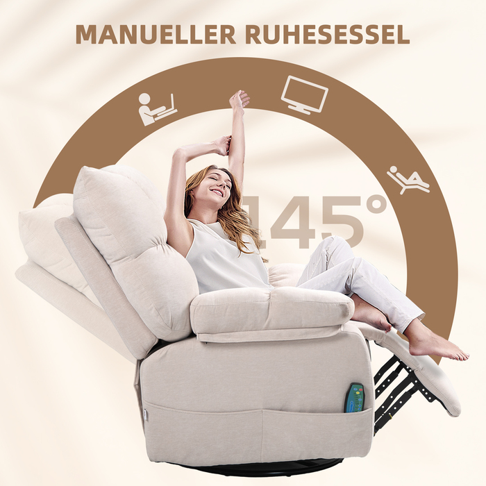 HOMCOM Recliner with Massage Function, Electric TV Chair with Heating Function, Reclining Function, Swivel Massage Chair with Spring System | Aosom