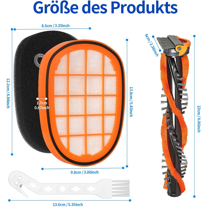 Комплект фільтрів (4 шт.) та щіток (2 шт.) для акумуляторного пилососа Philips SpeedPro Max (FC5005/01, FC6728, FC6727, FC6822, FC6812, XC7042/01, XC8045/01, XC8147/01)