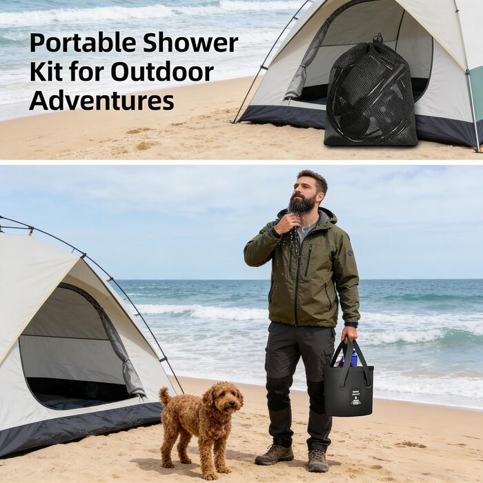 Душ кемпінговий з акумулятором Camping Dusche Set 2026, 5 літрів, 4 режими, для подорожей та кемпінгу
