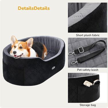 Dog Car Seat Back Bench with Thick Padding for Pet Travel, Waterproof and Washable, Dog Car Seat Back Bench with 2 Safety Leashes. Medium Back Length Less than 70 cm