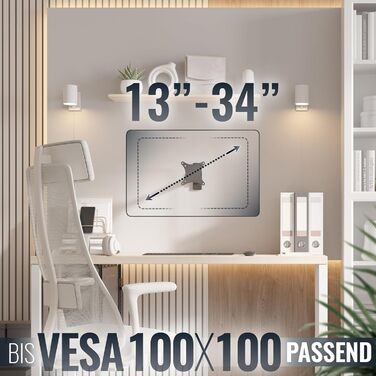 Настінне кріплення для монітора/телевізора RICOO S3911 13-34 дюйми VESA 75x75/100x100 поворотне