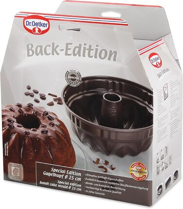Dr. Oetker Gugelhupf 25 cm Baking Mold BACK-EDITION, round baking pan with leak-proof rim, Bundt pan with non-stick coating (Color: Brown), Quantity: 1 piece
