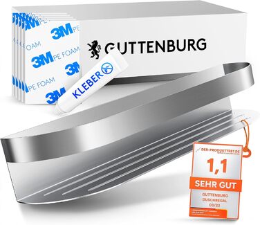 Полиця для душу GUTTENBURG 38x8 см, без свердління, нержавіюча сталь, витримує 10 кг, проста установка