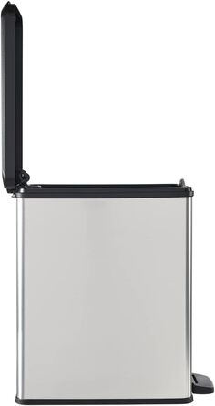 Сміттєвий кошик Curver Deco Slim 40 л, пластиковий, чорний/сріблястий металік, 39.3 x 25 x 60.7 см
