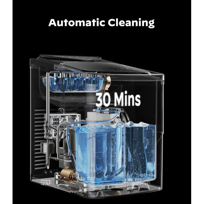 Silonn Ice Maker - Compact Ice Cube Machine for Kitchen, Bar, Office & Party - 2 Sizes, 12KG/24H, Self-Cleaning, Black