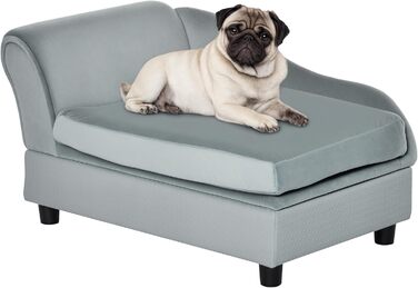 PawHut Крісло-диван для собак та котів з місцем для зберігання, сірого кольору, 76 x 45 x 43 см