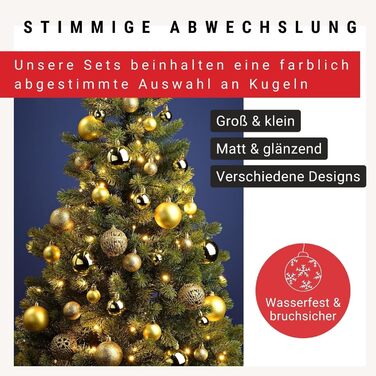 Набір прикрас для ялинки WOMA: 50 кульок різних кольорів (Lemon Gold) - пластикові ялинкові прикраси