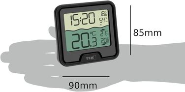 TFA Dostmann Digital Floating Pool Thermometer Marbella, 30.3066.01, floating, easy to read, for swimming pool, pond, ice bath, water temperature, including temperature water transmitter, radio clock, black