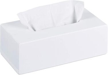 2 x Bamboo Tissue Box, Tissue Box with Sliding Bottom, Tissue Box for Facial Tissues, HxBxT: 7.5 x 24 x 12 cm, white