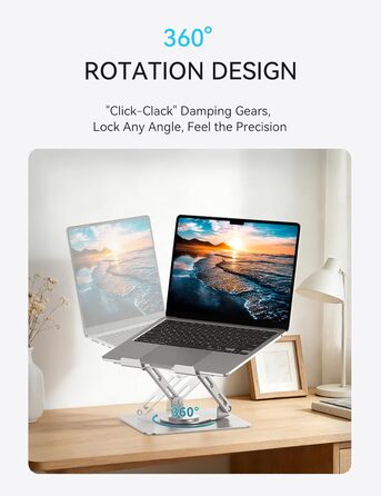 Підставка для ноутбука Soundance: регульована висота, 360° обертання, чорна, 10-15,6 дюймів