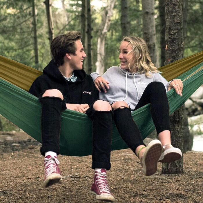 Гамак туристичний Ultraleicht Glymnis для відпочинку на природі, 275x140 см, 300 кг, темно-зелений/коричневий