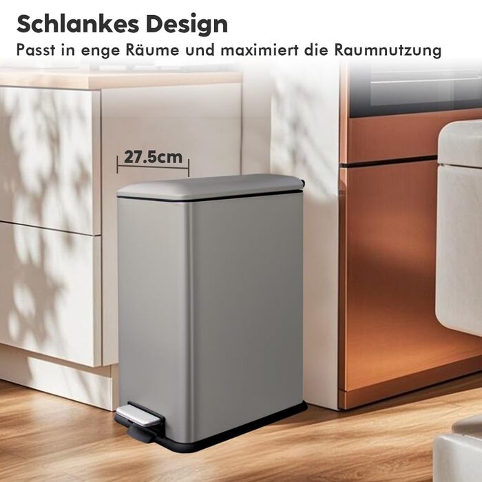 Трюмний сміттєвий бак для кухні, 45л, нержавіюча сталь, з кришкою та внутрішнім відром, зелений