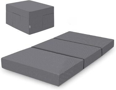 Складаний матрац із пінополіуретану середньої жорсткості Amazon Basics, 75x195x10 см, сірий, з чохлом