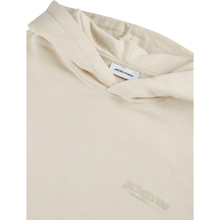 Чоловічий худі JACK & JONES Relaxed Fit з принтом JWHINTERLUDE, світло-бежевий (Moonbeam), розмір L