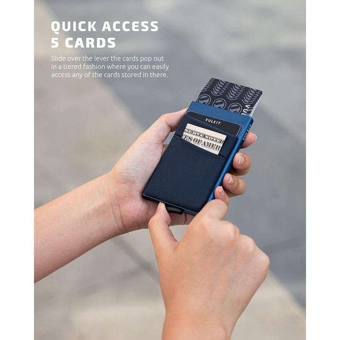 Чоловіче картхолдер VULKIT з RFID захистом: компактний гаманець для 5-7 карт та банкнот (Marine)