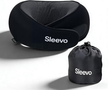 Подушка для шиї з Memory Foam - Подушка-вишенка для подорожей - Ергономічна подушка для літака та подорожей, з сонцезахистом та можливістю прання, з чохлом - Чорний (L)