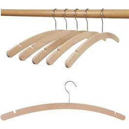 HAGSPIEL Clothes Hangers made of Beechwood, Simple Hangers Raw, 42 cm long, very space-saving, with galvanized screw hook. Made in Austria (EU) (30 pieces, with notches)